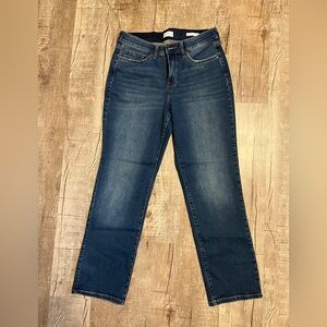 Loft Wonderly Mid-Rise Straight Jeans Size 10R Dark Wash Stretch